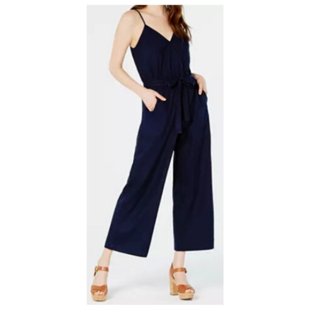Monteau Petite Paperbag-Waist Wide-Leg Jumpsuit